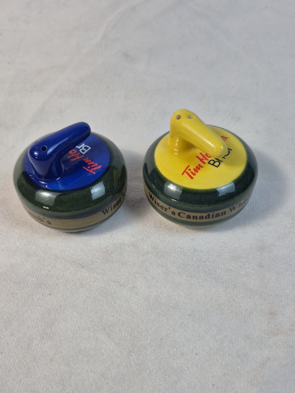 Tim Hortons Salt & Pepper Shakers Brier Curling Rock